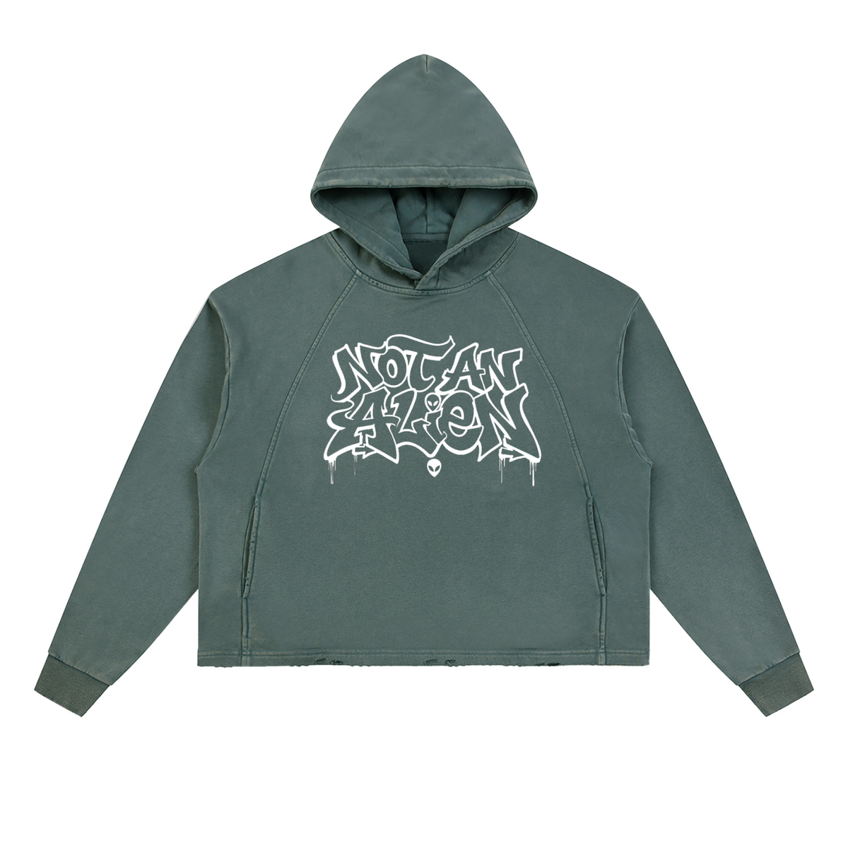 Vintage Washed Frayed-Hem Hoodie