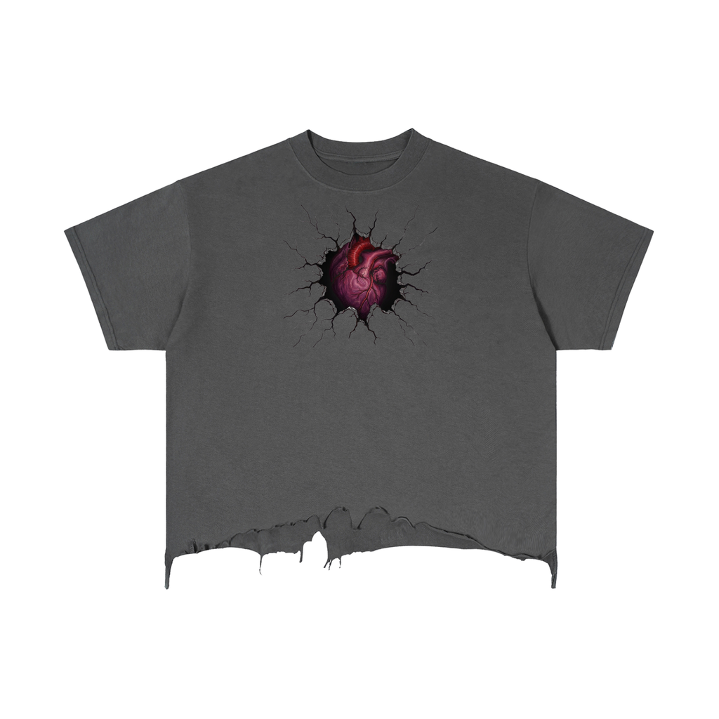 Vintage Wash Boxy Distressed Hem T-Shirt
