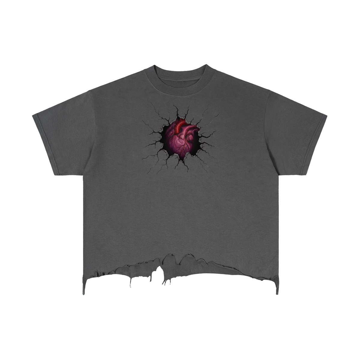 Vintage Wash Boxy Distressed Hem T-Shirt
