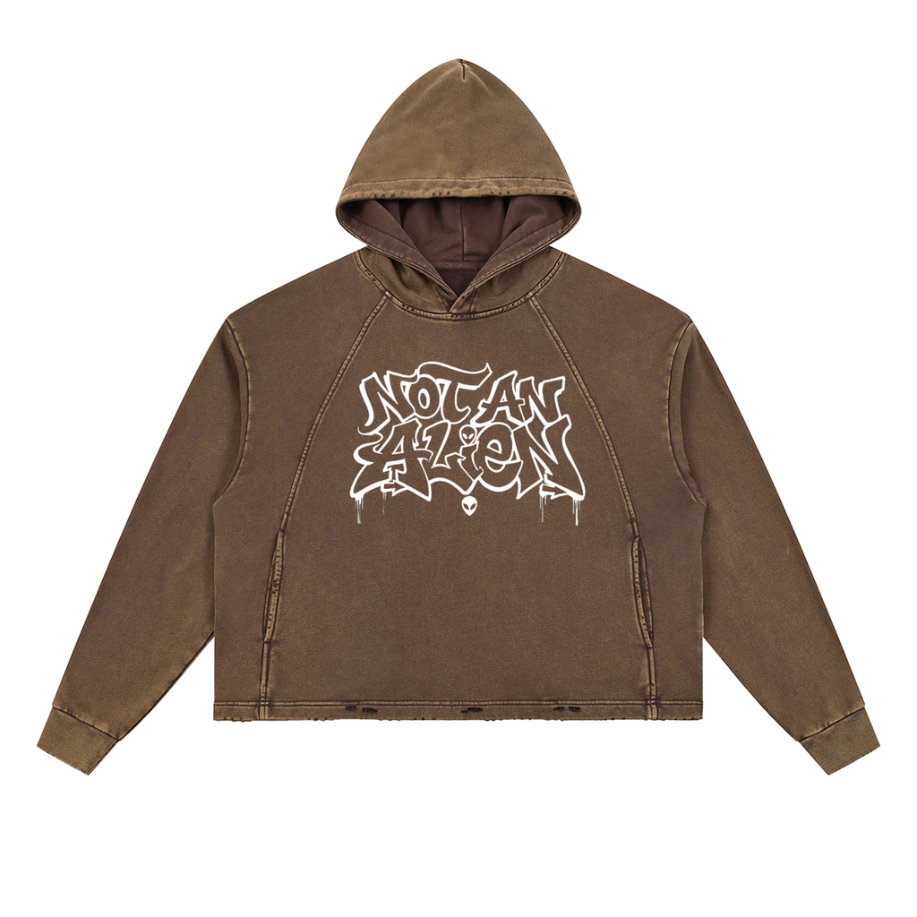 Vintage Washed Frayed-Hem Hoodie