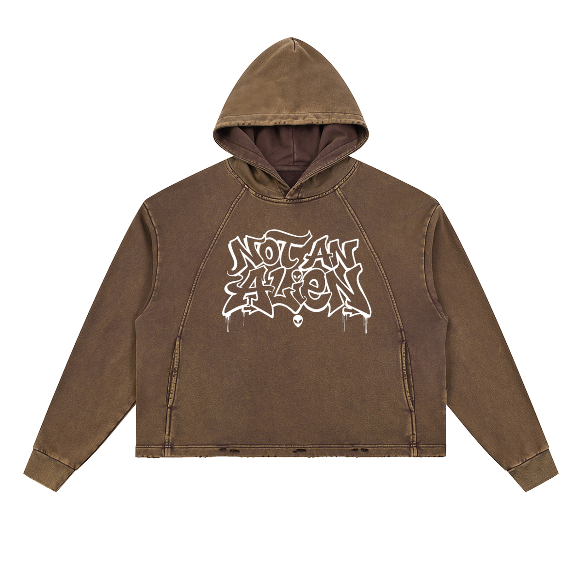 Vintage Washed Frayed-Hem Hoodie