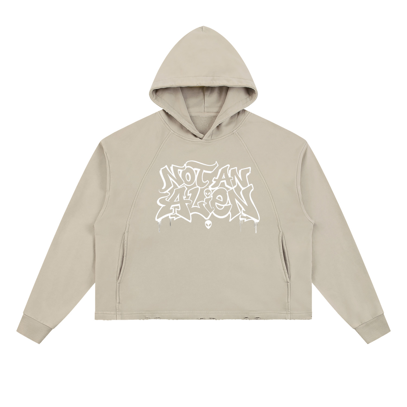 Vintage Washed Frayed-Hem Hoodie