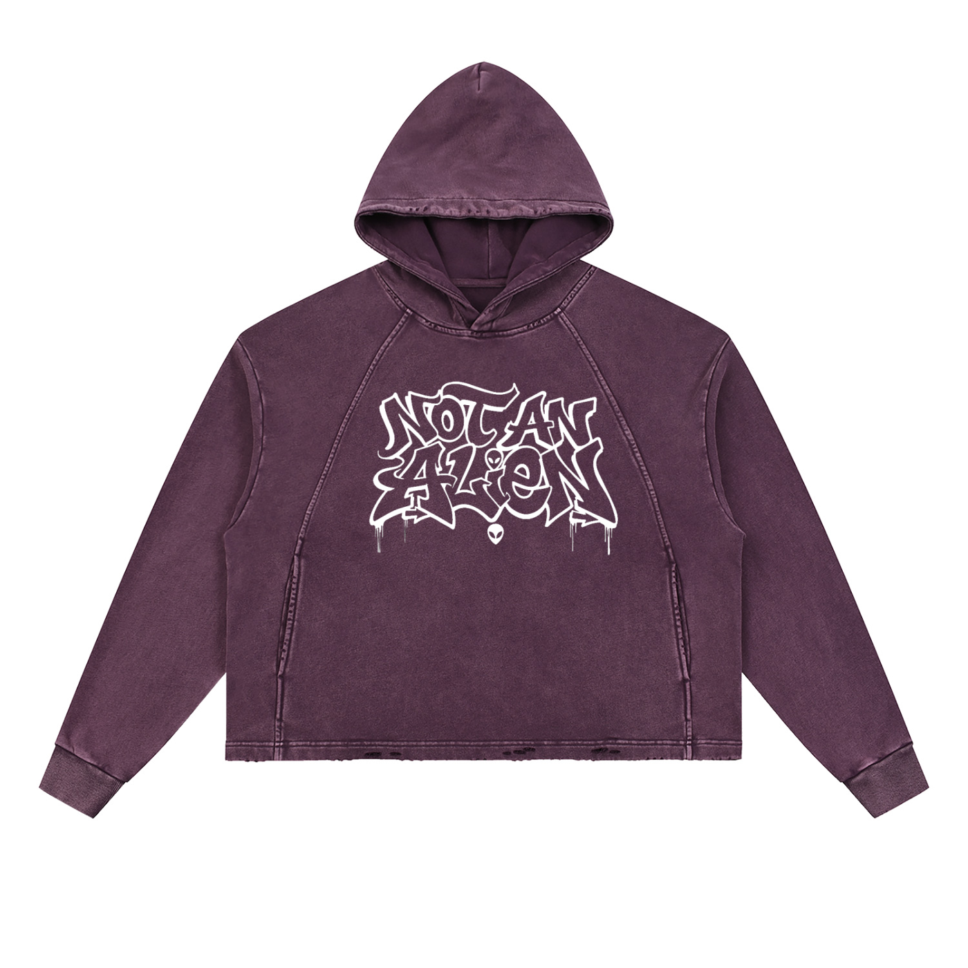 Vintage Washed Frayed-Hem Hoodie