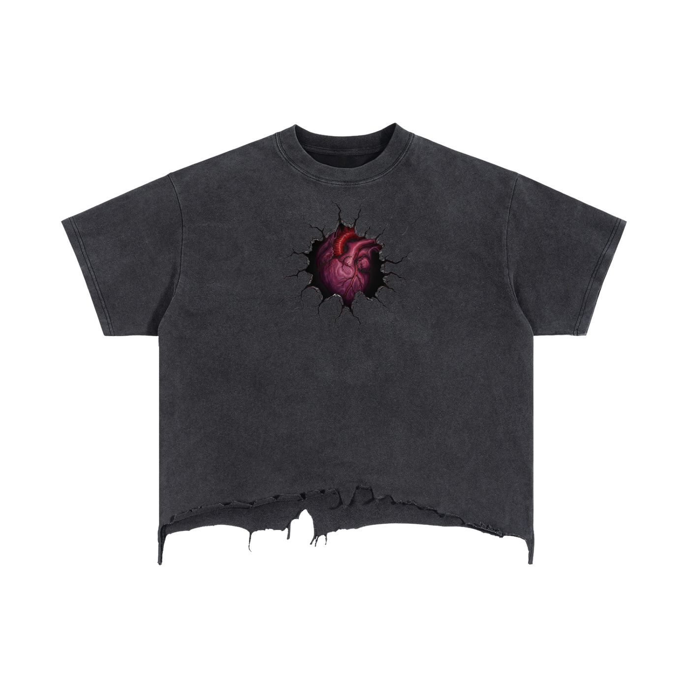 Vintage Wash Boxy Distressed Hem T-Shirt