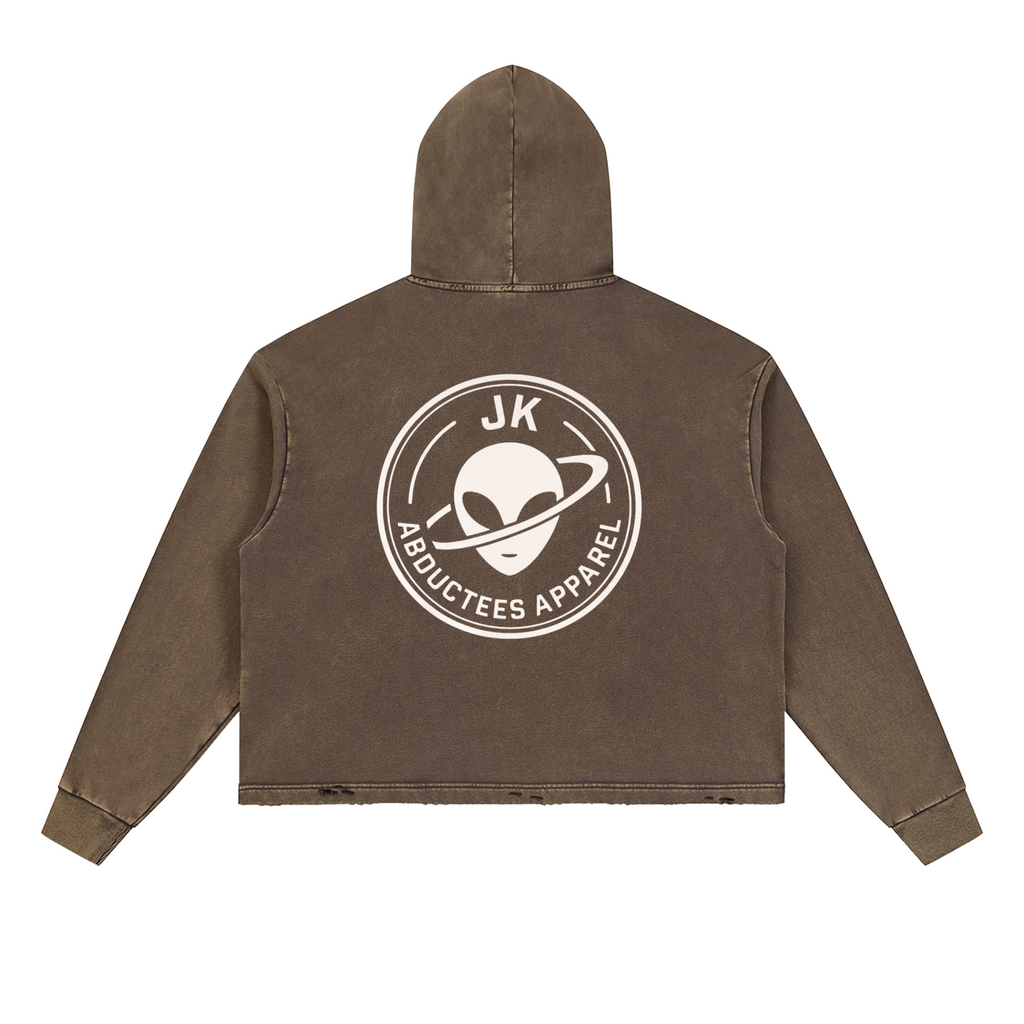 Vintage Washed Frayed-Hem Hoodie