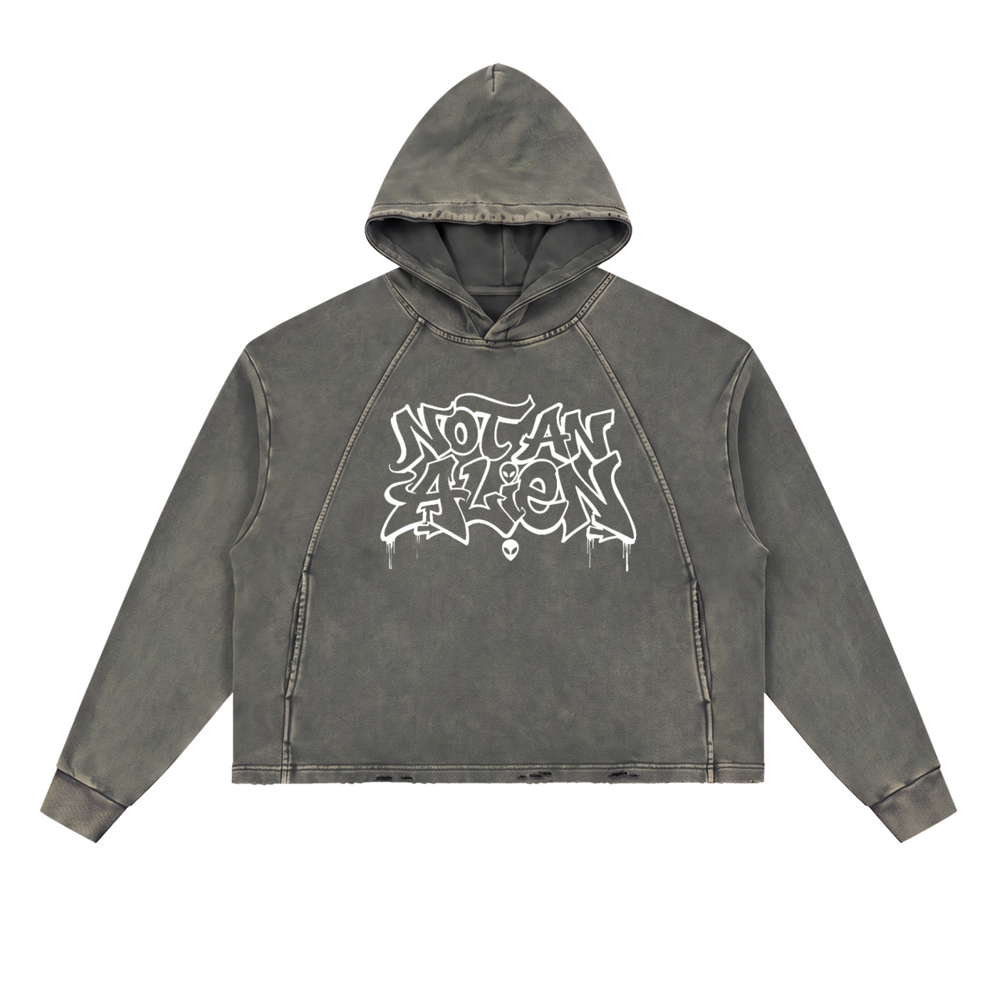 Vintage Washed Frayed-Hem Hoodie
