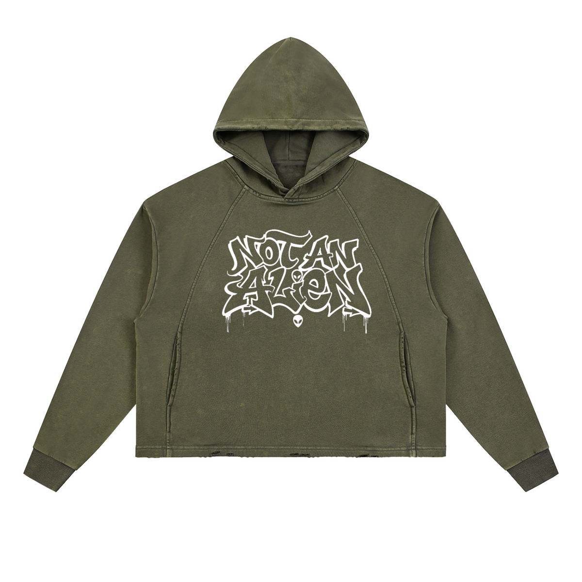 Vintage Washed Frayed-Hem Hoodie