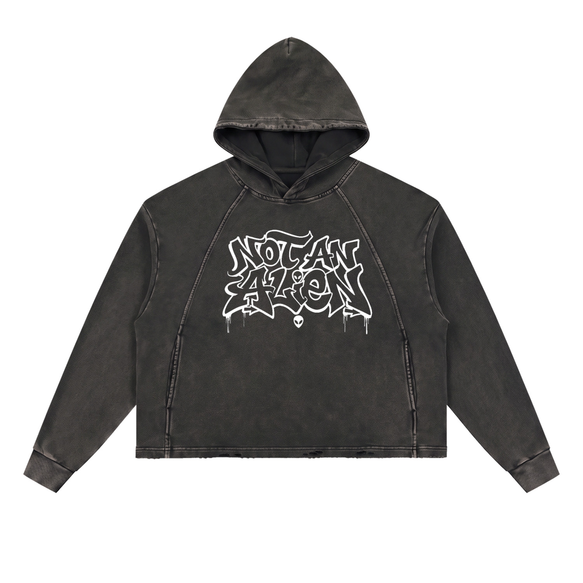 Vintage Washed Frayed-Hem Hoodie